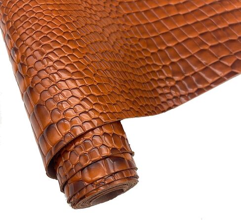 Embossed Alligator Synthetic PU Fabric, 12 x 54 inch Crocodile Vinyl Faux Leather Sheets for DIY Crafts Hair Bows Bags Handicrafts-Dark Red in Kuwait