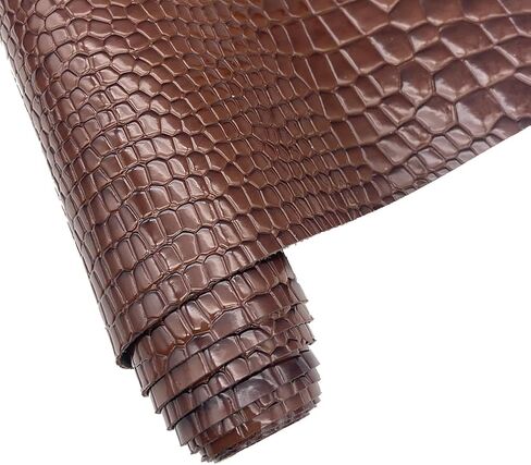 Embossed Alligator Synthetic PU Fabric, 12 x 54 inch Crocodile Vinyl Faux Leather Sheets for DIY Crafts Hair Bows Bags Handicrafts-Dark Red in Kuwait
