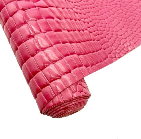 Embossed Alligator Synthetic PU Fabric, 12 x 54 inch Crocodile Vinyl Faux Leather Sheets for DIY Crafts Hair Bows Bags Handicrafts-Dark Red in Kuwait