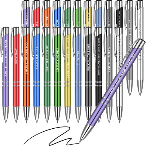24 Snarky Office Pens Funny Ballpoint Pens Black Ink Pens Work Sucks Pen Set Insulting Complaining Quotes Pen Negative Passive Novelty Gifts for Colleague Coworker Gifts, Vibrant Color(Vibrant) in Saudi Arabia