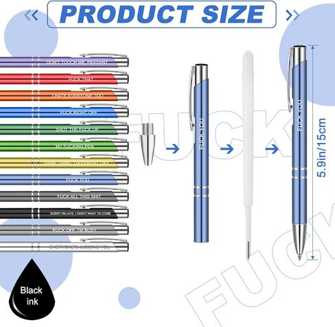 24 Snarky Office Pens Funny Ballpoint Pens Black Ink Pens Work Sucks Pen Set Insulting Complaining Quotes Pen Negative Passive Novelty Gifts for Colleague Coworker Gifts, Vibrant Color(Vibrant) in Saudi Arabia