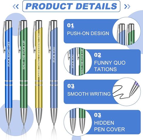 24 Snarky Office Pens Funny Ballpoint Pens Black Ink Pens Work Sucks Pen Set Insulting Complaining Quotes Pen Negative Passive Novelty Gifts for Colleague Coworker Gifts, Vibrant Color(Vibrant) in Saudi Arabia