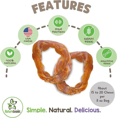 Nature Gnaws USA Turkey Tendons Dog Treats, 4 oz in Kuwait