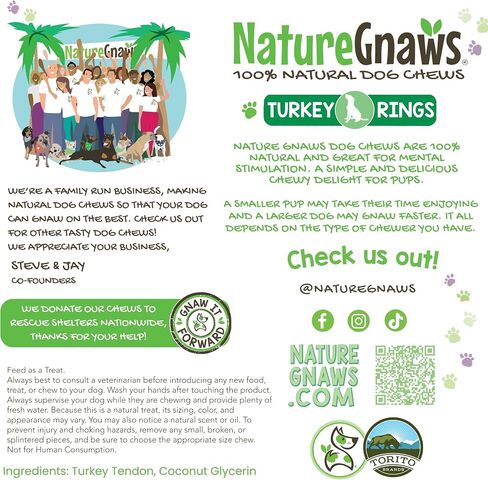 Nature Gnaws USA Turkey Tendons Dog Treats, 4 oz in Kuwait