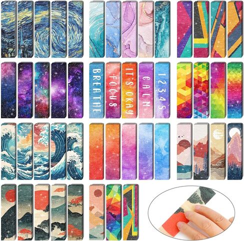 50PCS Calm Strips for Anxiety Sensory Stickers Calm Stickers for Relieve Adults Kids Teens Fidgets Stress Office&Classroom Supplies Anxiety Relief Items with Tactile Textured Surface Patterns(Multi) in Saudi Arabia