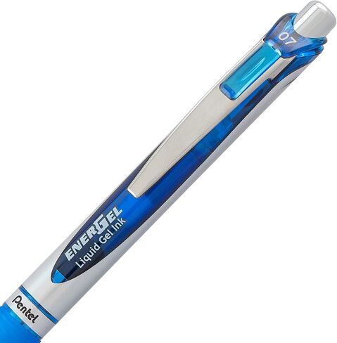 Pentel Energel 0.7 mm Rtx Retractable Liquid Gel Pen - Pack of 6 Black Ink & 6 Blue Ink Metal (Total Of 12 Energel Liquid Gel Ink Pens 0.7) Medium Point - Metal Tip in Saudi Arabia
