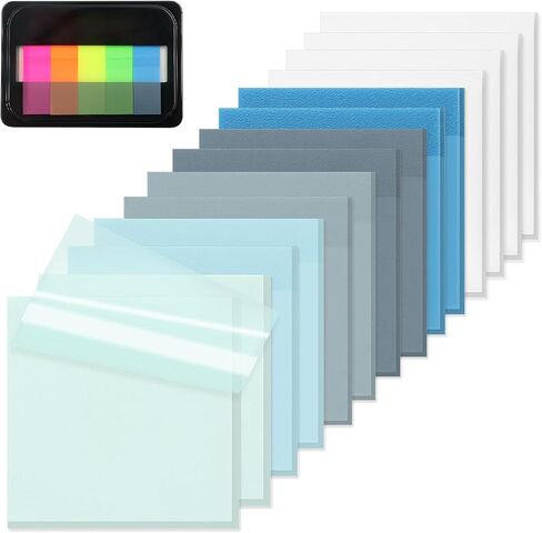 800 Sheets Transparent Sticky Notes, 3x3 Inch 14 Pads Self-Adhesive Translucent Clear See Through Post Sticky Notes for Planner Office School College Teacher Student Supplies 6 Bright Color in Saudi Arabia