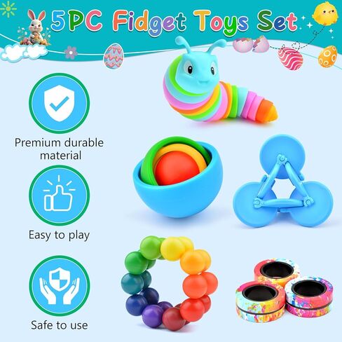 Fidget Toys Adults Pack, Sensory Toys Set Easter Basket Stuffers for Kids 8-12 Teen Autism, Desk Toy Stress Relief Fidget Spinners for ADHD Gifts for Children Cool Gadgets for Men in Kuwait