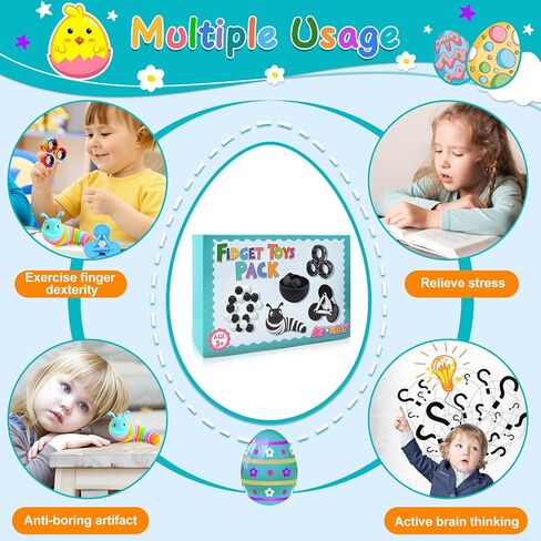 Fidget Toys Adults Pack, Sensory Toys Set Easter Basket Stuffers for Kids 8-12 Teen Autism, Desk Toy Stress Relief Fidget Spinners for ADHD Gifts for Children Cool Gadgets for Men in Kuwait