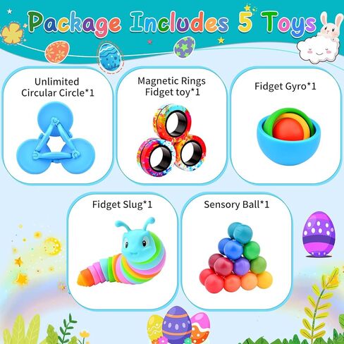 Fidget Toys Adults Pack, Sensory Toys Set Easter Basket Stuffers for Kids 8-12 Teen Autism, Desk Toy Stress Relief Fidget Spinners for ADHD Gifts for Children Cool Gadgets for Men in Kuwait