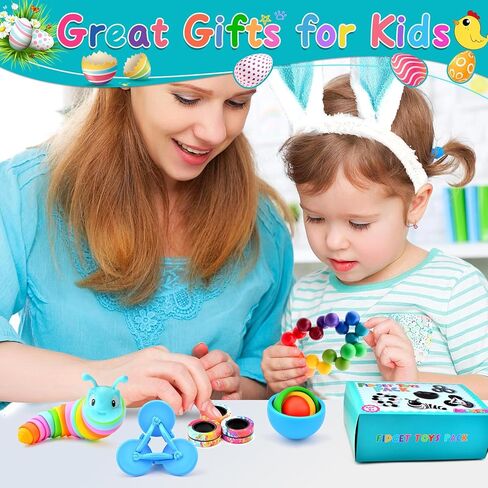 Fidget Toys Adults Pack, Sensory Toys Set Easter Basket Stuffers for Kids 8-12 Teen Autism, Desk Toy Stress Relief Fidget Spinners for ADHD Gifts for Children Cool Gadgets for Men in Kuwait