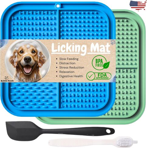 Dog Lick Mat - 2 Pack Slow Feeder for Dogs & Cats to Keep Them Busy Ideal for Grooming & Bathing - Anxiety Relief & Calming in Saudi Arabia