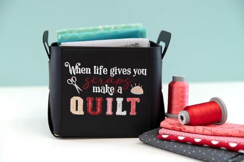 Kimberbell Folding Storage Tote Blank – Faux Leather Embroidery-Friendly Organizer, DIY Machine Embroidery Tote with Sturdy Handles, Craft Supplies, Desk Storage for Crafts - Red in Kuwait