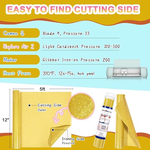 TECKWRAP Glow in The Dark HTV Heat Transfer Vinyl for T Shirt - 10" x 5ft Glitter Iron on Vinyl for All Cutter Machine Heat Press Vinyl Easy to Cut & Weed (Glow in Dark White) in Kuwait
