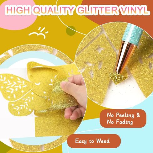 TECKWRAP Glow in The Dark HTV Heat Transfer Vinyl for T Shirt - 10" x 5ft Glitter Iron on Vinyl for All Cutter Machine Heat Press Vinyl Easy to Cut & Weed (Glow in Dark White) in Kuwait
