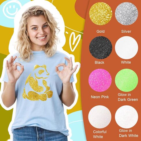 TECKWRAP Glow in The Dark HTV Heat Transfer Vinyl for T Shirt - 10" x 5ft Glitter Iron on Vinyl for All Cutter Machine Heat Press Vinyl Easy to Cut & Weed (Glow in Dark White) in Kuwait