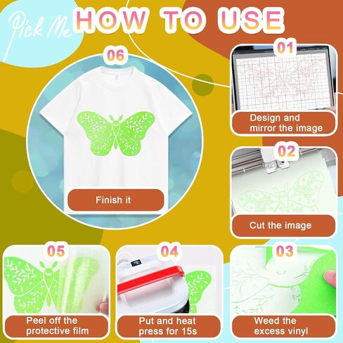 TECKWRAP Glow in The Dark HTV Heat Transfer Vinyl for T Shirt - 10" x 5ft Glitter Iron on Vinyl for All Cutter Machine Heat Press Vinyl Easy to Cut & Weed (Glow in Dark White) in Kuwait