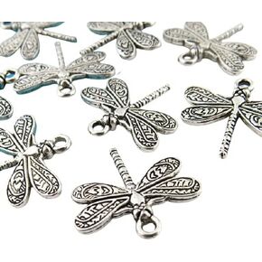 BULK 20 Antique Silver Dragonfly Charms 20 x 21mm (NS683)