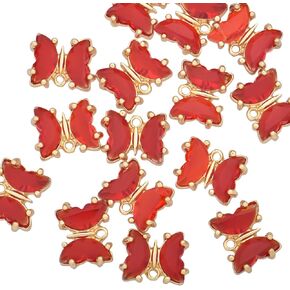 Pack of 20 Butterfly Color Tinted Crystal Charms Bulk Gold Plated Butterflies Pendants for Bracelets DIY Jewelry Making Supplies