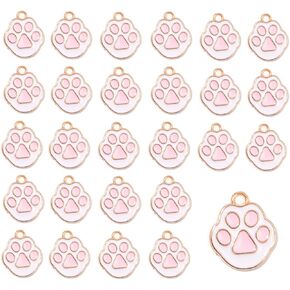 Gold Plated Enamel Cherry Blossoms Flower Charms Pendant - 30Pcs Cute Alloy Flower Flatback Charms Pendants Beads for Jewelry Making DIY Crafting Earrings Bracelets Necklace Supplies