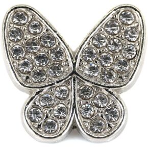 Rhinestone Wings Butterfly Metal Base Sewing Shank Buttons 20 Pcs - 15mm, 5/8"