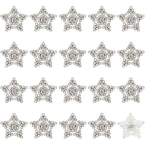 MAYJOYDIY 40pcs Star Rhinestone Buttons 0.8inch Silver Crystal Shank Button Embellishments Craft 1-Hole Bling Decorative Button for DIY Crafts Jewelry Clothes Bags Decoration