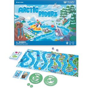 SimplyFun Arctic Riders - Educational & Fun Math Games for Kids - Practice Your Addition & Subtraction Skills - 2 to 4 Players, for Kids 7 & Up