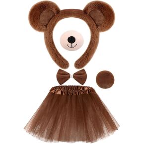 Zhanmai Puppy Dog Tutu Skirt Animal Costume Set Puppy Ears Headband Bow Tie Paw Gloves Tutu Skirt for Halloween Party