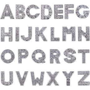 Rhinestone Alphabet Slide Charms 8mm A-Z letter Alphabet Slide Letter Alphabet Charms for DIY Necklace Choker Wristbands Bracelets Jewelry Making