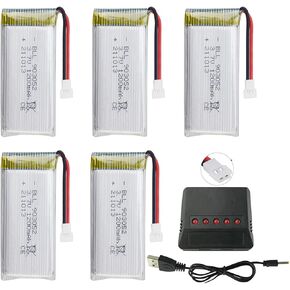 Accessory 5PCS 3.7V 1200mAh Battery with 5-in-1 Charger for SYMA X5SW X5SC X5SC-1 Remote Control Drone