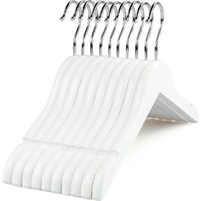 TOPIA HANGER Unfinished/Natural Kids Children Baby Wood Wooden Clothes Dress Shirt Hangers with No Painting - 360°Stronger Flexible Hook- Extra Smoothly Cut Notches, 10 Pack CT09N