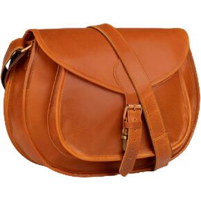 Satchel And Fable Handmade Women Vintage Style Genuine Brown Leather Cross Body Shoulder Bag Handmade Purse in Kuwait