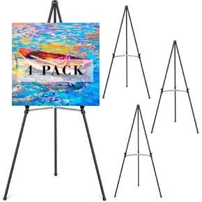 Stake Stand for Sign ، 63 "Metal Metal Stand Stand for Wedding Sign ، Folling Art Easel للعرض مع حقيبة محمولة (أسود ، 2 عبوة)