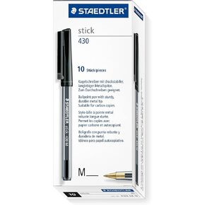 STAEDTLER Stick 430 M-9 Ballpoint Pen Medium - Black (Box of 10)