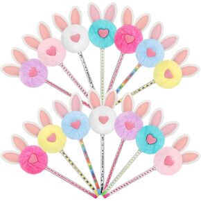 Zhehao 14 PCS POM POM FLUFFY PEN CUTE FUR BUNNY PEN COLLUFUL NOVELTY PENS Black Ink Cartoon Point in Kuwait