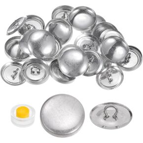 HARFINGTON 15 Sets Self Cover Button Kit 28L 0.75" 19mm with Wire Backs Aluminum Buttons to Cover Fabric Button Maker Covered Buttons Kit with Tools for DIY Cloth Home Decor Sewing