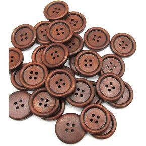 1 inch Wooden Buttons, 60 Pcs 25mm Brown Sewing Flatback Button Wooden Craft Buttons for Sewing or Craft