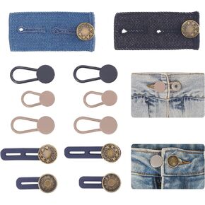 12PCS Pants Extension Buttons with Five Different Sizes -Detachable Adjustable Waist Extenders for Jeans, Pants, Skirts,and Jackets. These Buttons are Suitable for Both Men and Women