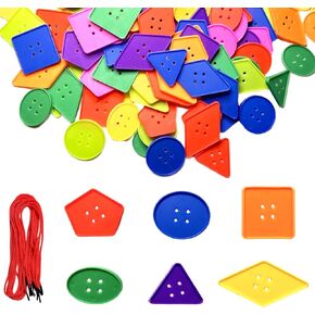 110 PCS Big Bright Buttons Craft Buttons 8 Geometric Shapes Plastic Large Buttons for Crochet Knitting Teaching Shapes Colorful Button Puzzle Toy