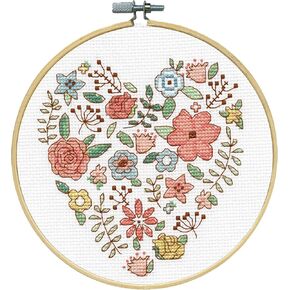 Design Works Crafts Floral Heart Counted Cross Stitch Kit with Hoop