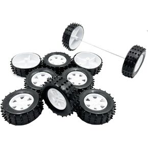 10PCS Toy Car Wheel 47mm Plastic Toy Car Tire Wheels with 5PCS Metal Shaft Round Rod Axles for RC Car Truck Robot DIY Model Toy Parts (2.5x47mm) in Kuwait