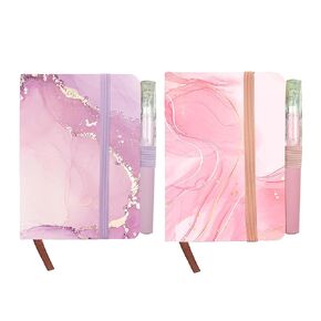 itechpanda 2 Pack A7 Cute Hardcover Notebook Pink Purple Time Planner Notebook Pocket Mini Small Notebook with Pen for Girls Women College Student Office Diary Subject Writing Supplies