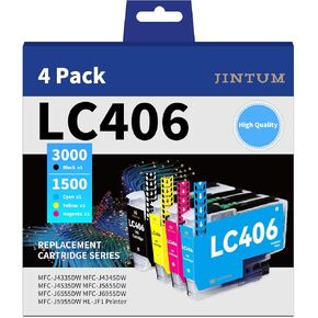 LC406 Ink Cartridges Compatible Replacement for Brother LC406 Ink Cartridges LC406XL LC 406 XL Compatible with Brother MFC-J4335DW MFC-J5855DW MFC-J6955DW MFC-J4535DW MFC-J6555DW Printer(4-Pack)