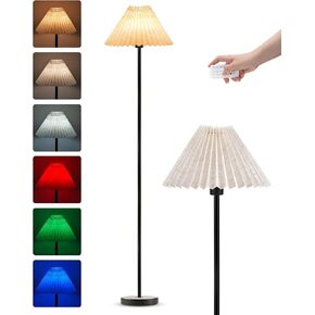 UMEXUS Rechargeable Cordless Floor Lamp with Remote & Timer, Modern Pleated Dimmable Battery Operated Tall Standing Light, 57" Small RGB Corner Floor Lamp for Living Room Bedroom Home Office Decor