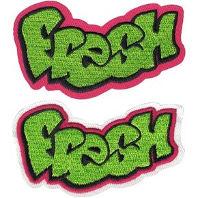 2pc Fresh Retro 90s Graffiti Embroidered Applique Patch Iron On Sew On - Prince of Bel-Air - Backpacks, Clothing, Jeans, Hats