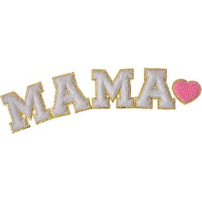 Mama Iron on Patches, 5 Pcs Sew On Alphabet Patch, Mama Patches Love Heart Patch for DIY Supplies (Mama, Multicolour)