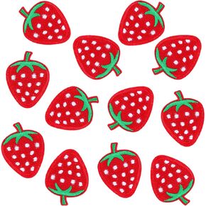 12 PCS STRAWBERRY PATCHES ، OSPROIDER BRAWBERRY IRON/SELE ON PATCH ، حديد الفراولة اللطيف على بقع لبنطلون سروال جينز جينز جينز معاطف معاطف الظهر DIY (الأحمر) in Kuwait