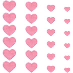 24 PCS Heart Iron on Patches 4 Sizes Heart Patches for Clothes Heart Applique Valentines Iron on Patches Heart Shape Iron on Patches Mini Heart Sew on Patches for Jackets Backpacks Dress Hat DIY(red)