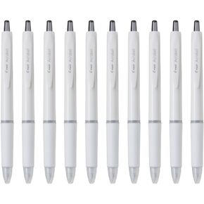 Pilot Acroball Retractable Ballpoint Pen, 0.5mm Fine Point, Oil-Based Black Ink, Off White Body with Elastomer Grip, BAB-15-OWB, Pack of 10