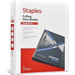 STAPLES Standard New Window 2 Pocket 1in Binder
